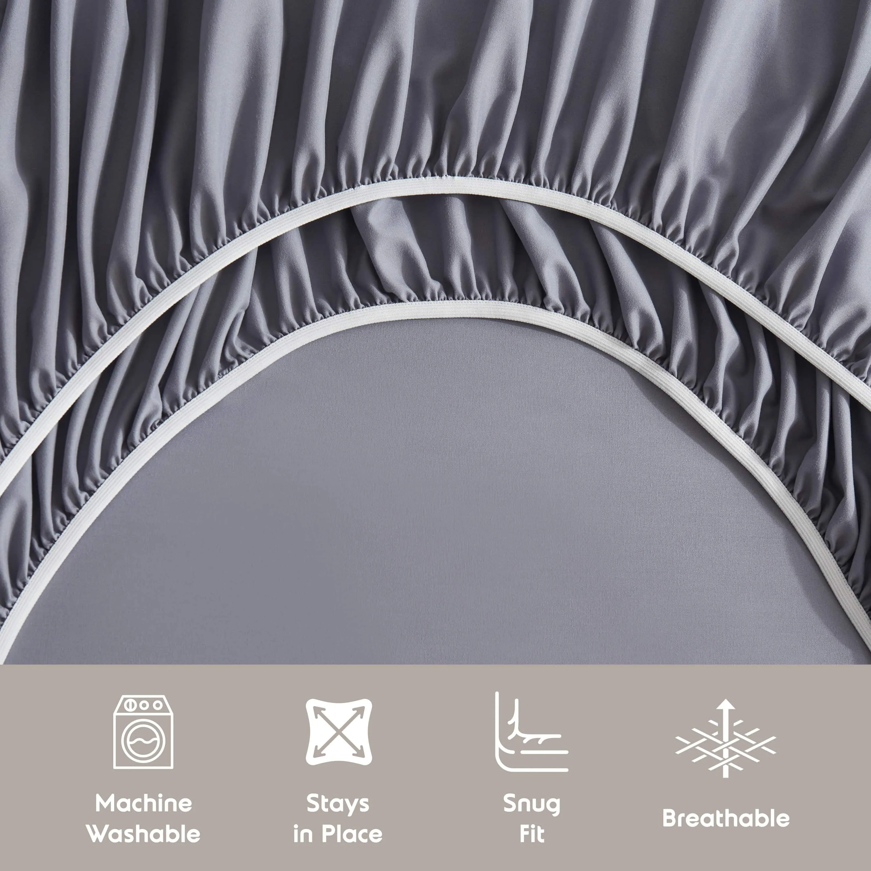 Nestl Bed Sheet Sets, 1800 Series Deep Pocket 4 Piece Bedding, Luxury Soft Microfiber Queen Sheet Sets, Gray
