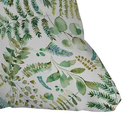 New - 20"x20" Oversize Ninola Design Botanical Collection Square Throw Pillow Green - Deny Designs: Indoor Polyester Fill, Zipper Closure