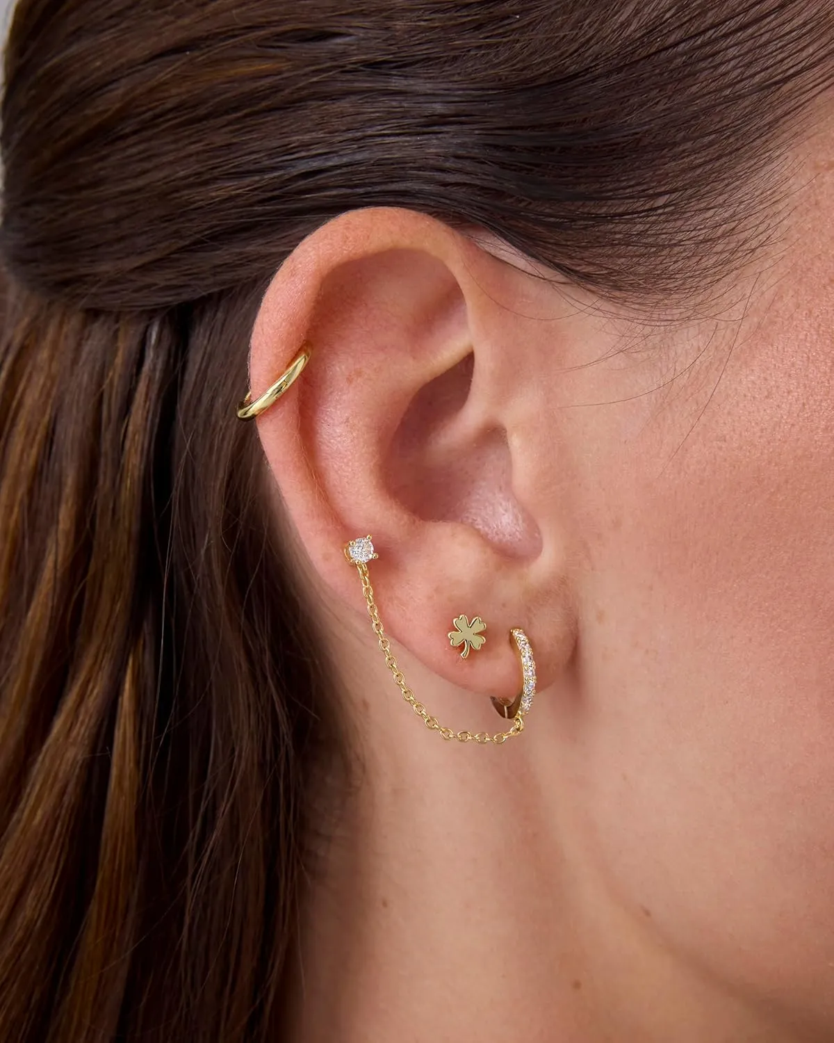 PAVOI 14K Gold Plated Sterling Silver Posts Cubic Zirconia Mini Huggie Earrings for Women | Tiny Cartilage Helix Huggie Hoop Earrings