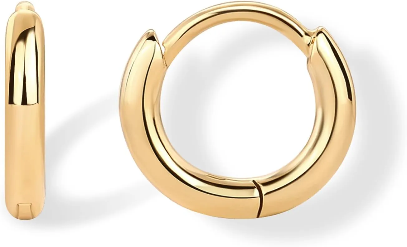 PAVOI 14K Gold Plated Sterling Silver Posts Cubic Zirconia Mini Huggie Earrings for Women | Tiny Cartilage Helix Huggie Hoop Earrings