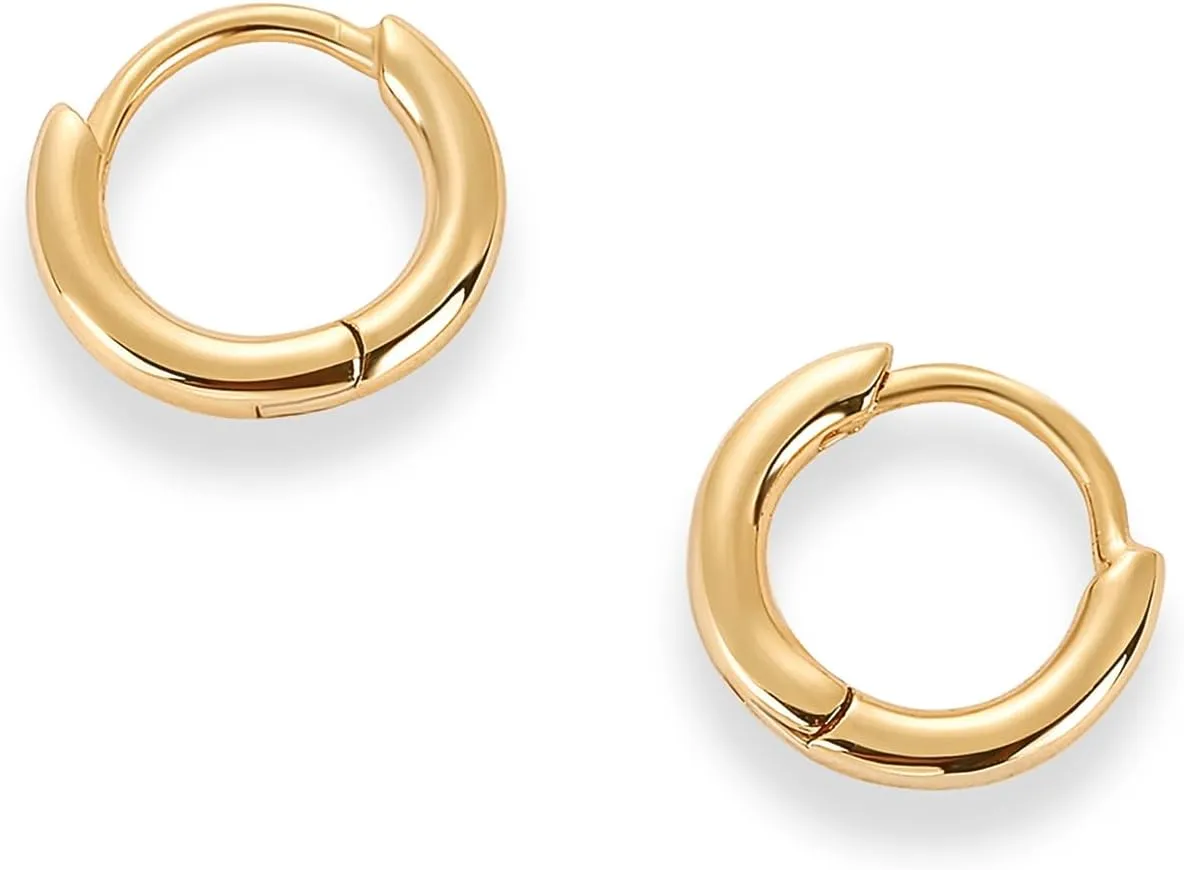 PAVOI 14K Gold Plated Sterling Silver Posts Cubic Zirconia Mini Huggie Earrings for Women | Tiny Cartilage Helix Huggie Hoop Earrings