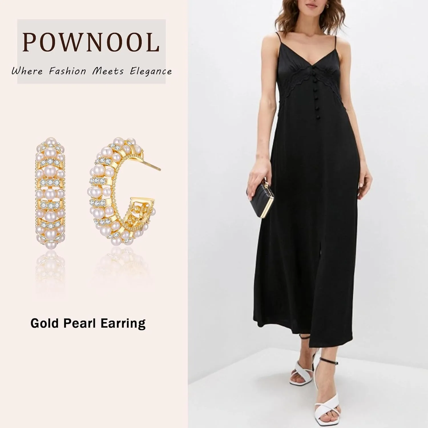 Pearl Hoop Earrings for Women 14K Gold Plated Small Lightweight Open Large Circle Round Freshwater Cultured Pearl Stud Earrings Jewelry Gift - AAA  Quality