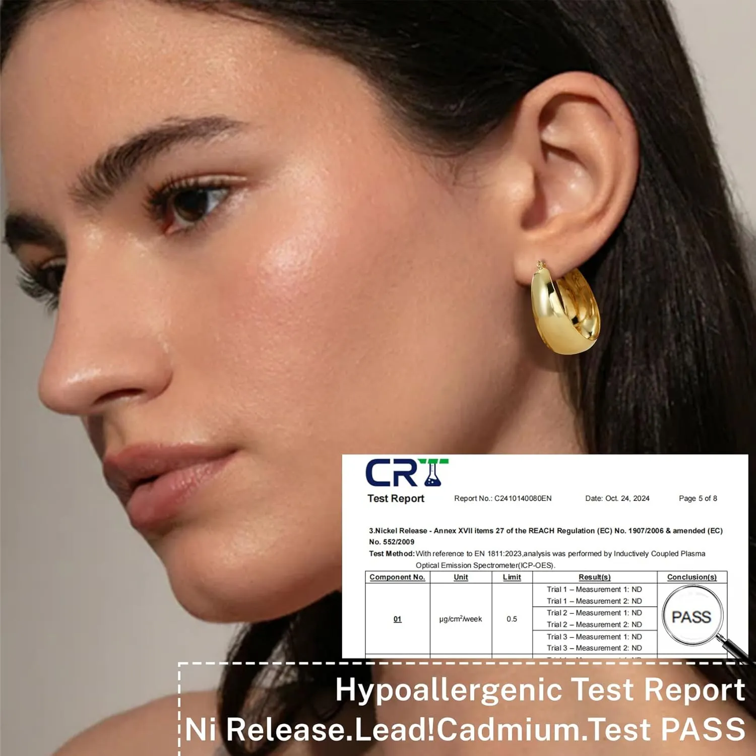 Senteria 12mm Wide Thick Hoop Earrings 925 Sterling Silver Hoop Earrings for Women Hypoallergenic 14K Real Gold Plated Hoops Large Earring Lightweight Chunky Hoops Earring for Women 25/30/40/50MM