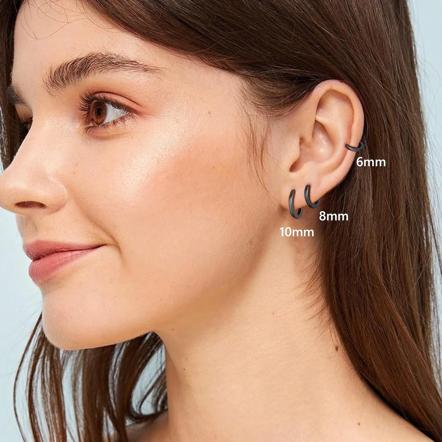 Silvora 925 Sterling Silver Small Hoop Earrings for Women Huggie Earrings Hypoallergenic Cartilage Earrings Tiny Hoops 6mm/8mm/10mm/12mm