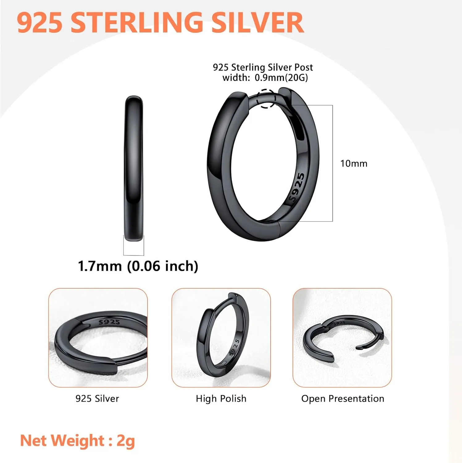 Silvora 925 Sterling Silver Small Hoop Earrings for Women Huggie Earrings Hypoallergenic Cartilage Earrings Tiny Hoops 6mm/8mm/10mm/12mm