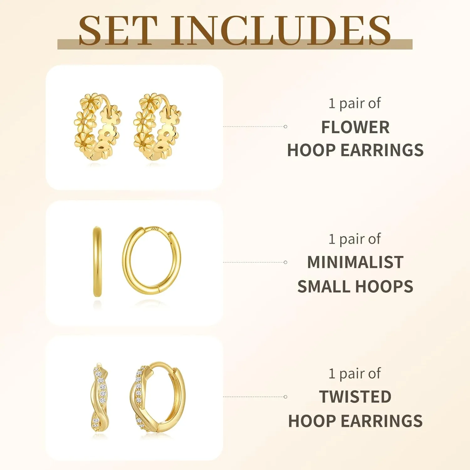 Small Hoop Earrings Set for Women, 14K Gold Plated Chunky Ball Cubic Zirconia Earrings with S925 Sterling Silver Post, Hypoallergenic Huggie Hoop Earrings Jewelry Trendy 2025