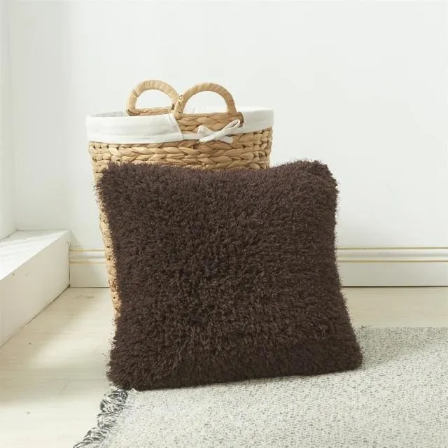 Soft Fur Solid Color Cushion Cover