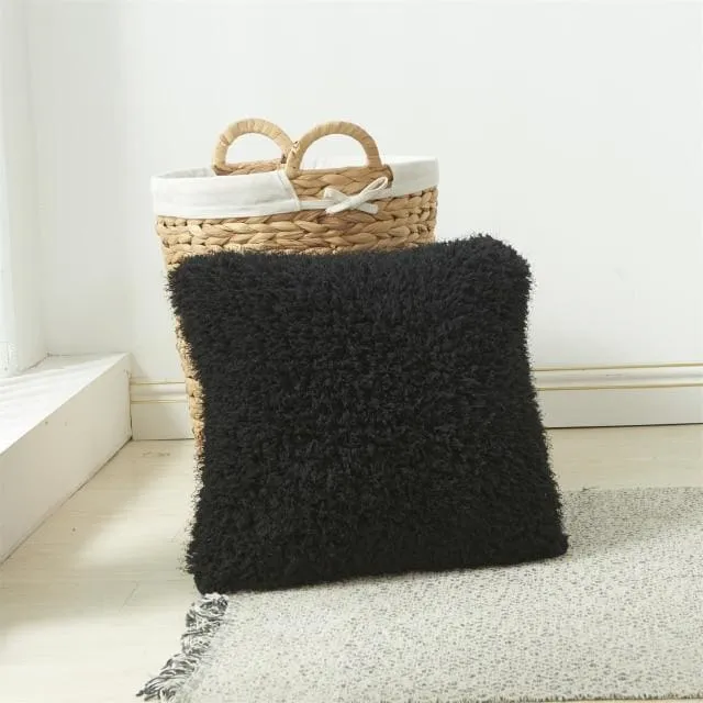 Soft Fur Solid Color Cushion Cover