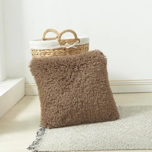 Soft Fur Solid Color Cushion Cover
