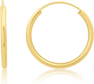 Solid 14k Gold Hoop Earrings for Women | 1.5mm Tube Yellow Gold Hoop Earrings 14k Real Gold | Flex Continuous Hoop Gold Earrings