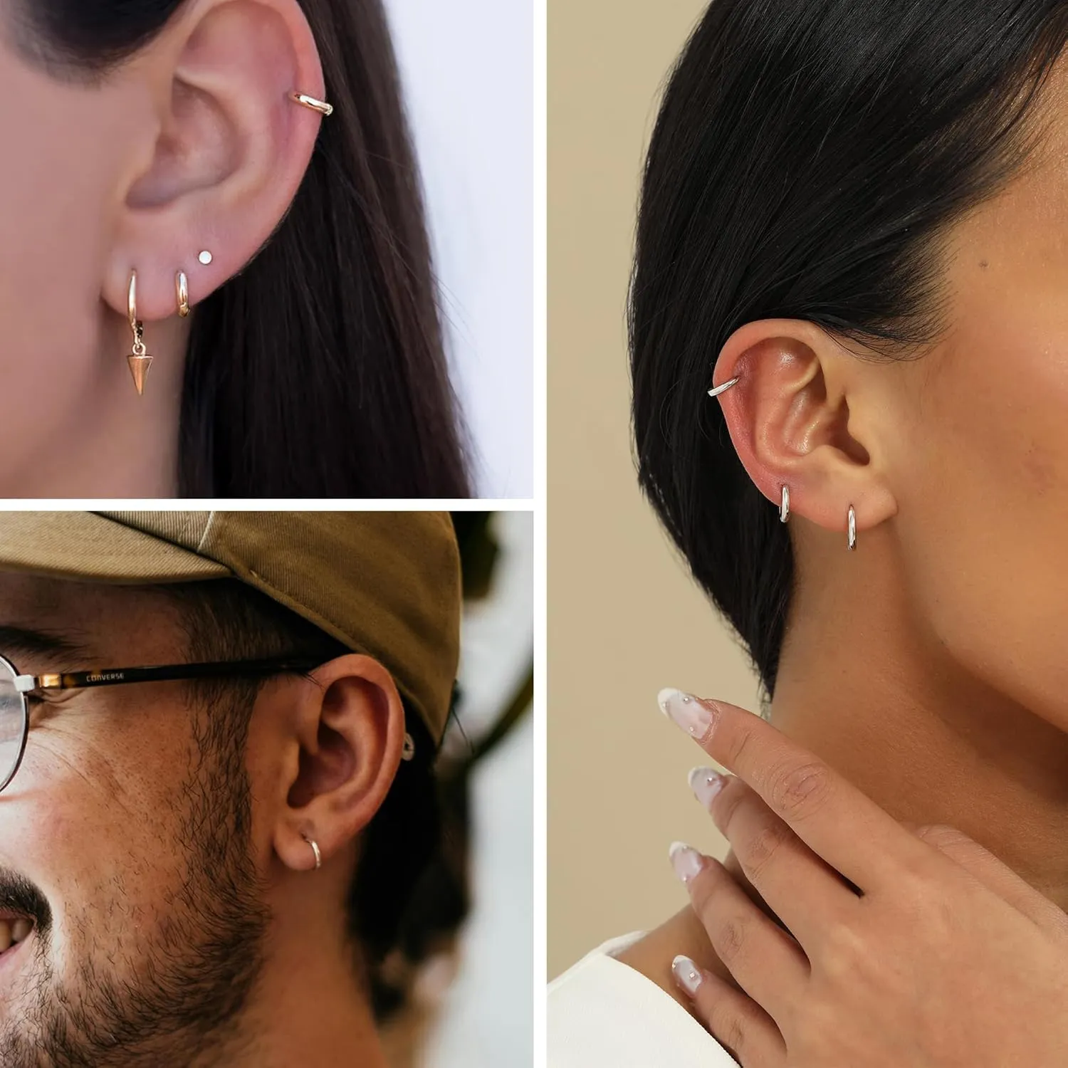 Solid 925 Sterling Silver Small Gold/Silver Hoop Earrings for Women Men 18K Gold Plated Huggie Earrings Hypoallergenic Earring for Tragus Cartilage Helix Conch Rook Daith Earlobe Jewelry Gift