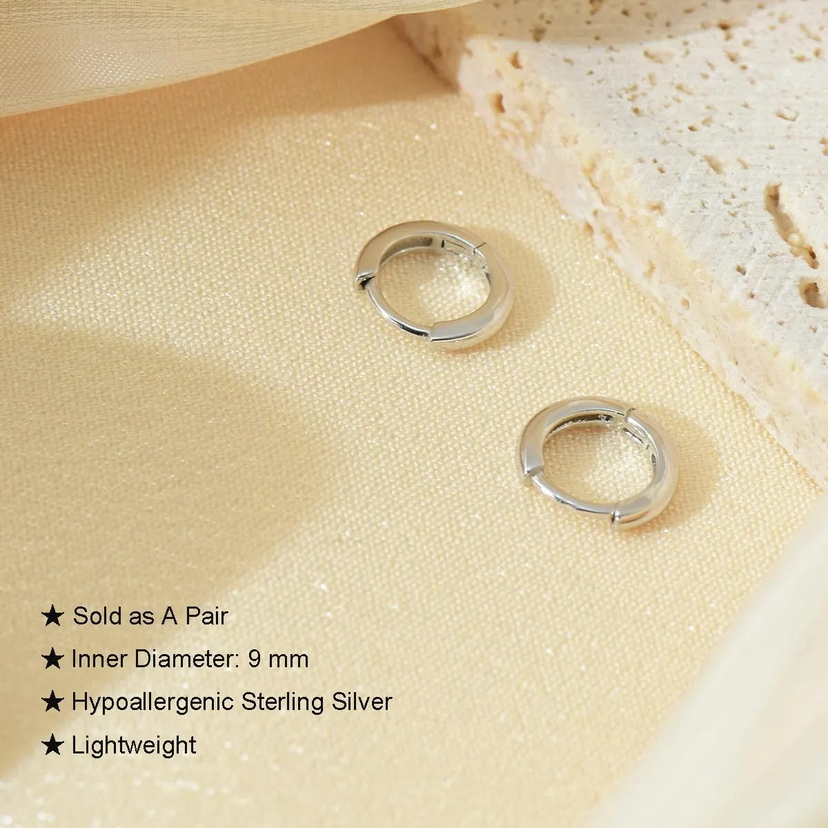Solid 925 Sterling Silver Small Gold/Silver Hoop Earrings for Women Men 18K Gold Plated Huggie Earrings Hypoallergenic Earring for Tragus Cartilage Helix Conch Rook Daith Earlobe Jewelry Gift