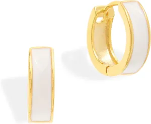 Sonateomber Dainty Small Gold Huggie Hoop Earrings for Women, Simple 14K Gold Plated Enamel Hypoallergenic Earings Everyday Fashion Jewelry Gift