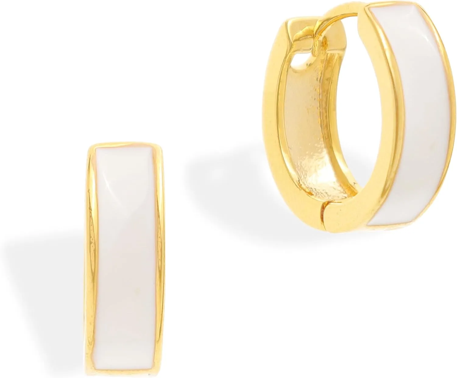 Sonateomber Dainty Small Gold Huggie Hoop Earrings for Women, Simple 14K Gold Plated Enamel Hypoallergenic Earings Everyday Fashion Jewelry Gift