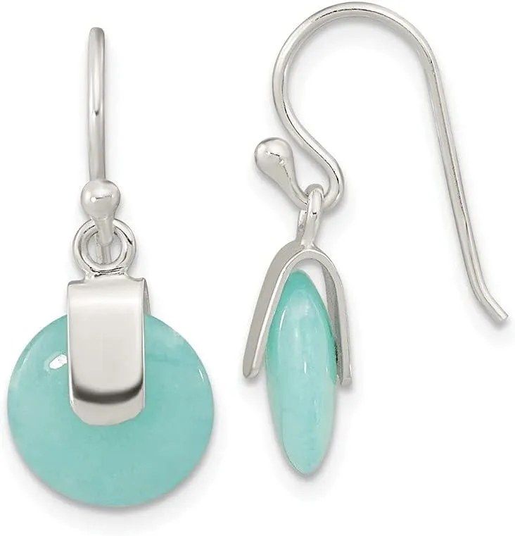 Sterling Silver Imitation Turquoise Circle Earrings Fine Jewelry for Women, AFJ-QG-QE15705