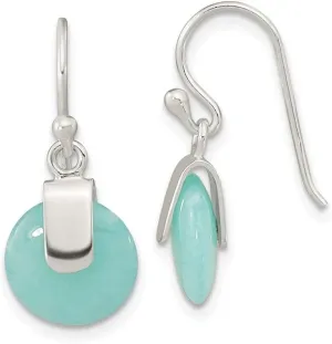 Sterling Silver Imitation Turquoise Circle Earrings Fine Jewelry for Women, AFJ-QG-QE15705