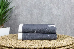 Tyne Collection of Cotton Guest Towels Set of 2 - Anthracite & White Stars