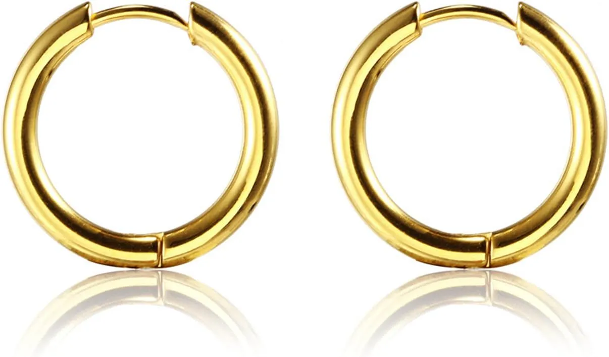 Unisex Dainty Tiny 14K Gold Plated Hoop Earrings for Women | Hypoallergenic 8mm/10mm/12mm/14mm Cartilage Huggie Hoop Earring Set