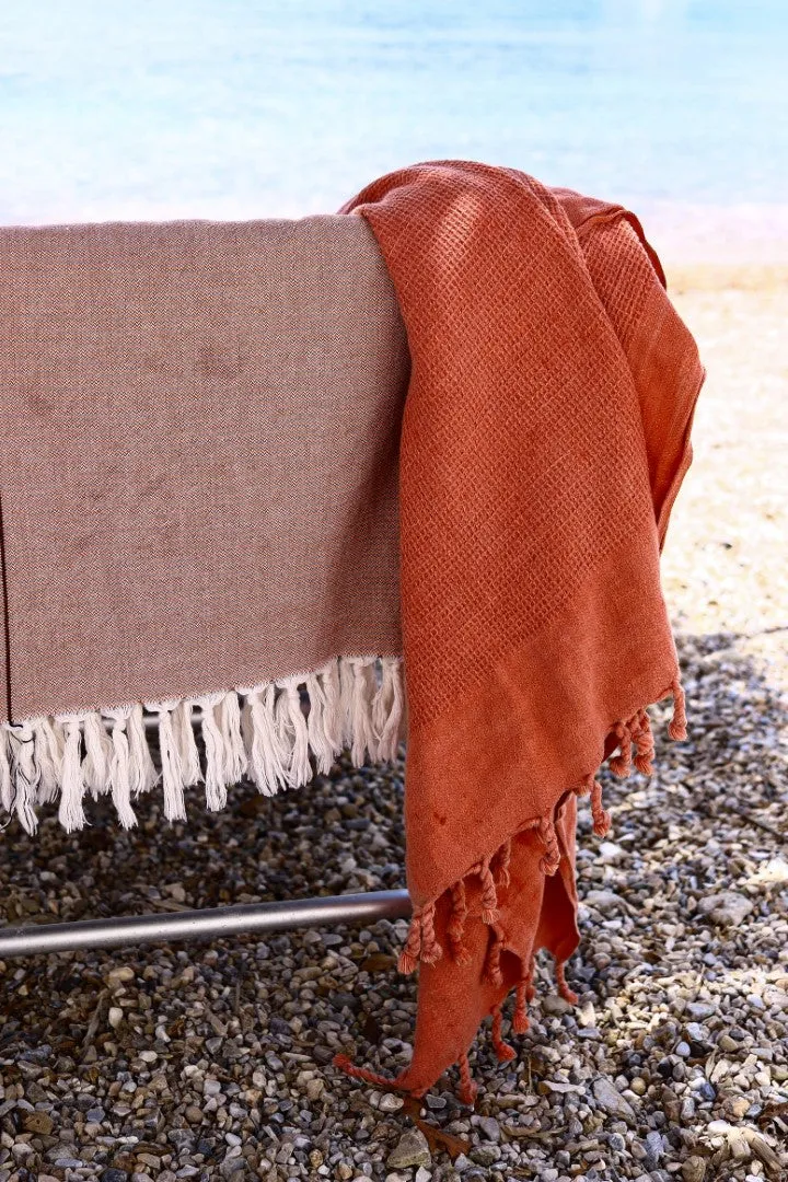 Waffle-weave Turkish Towel Coral