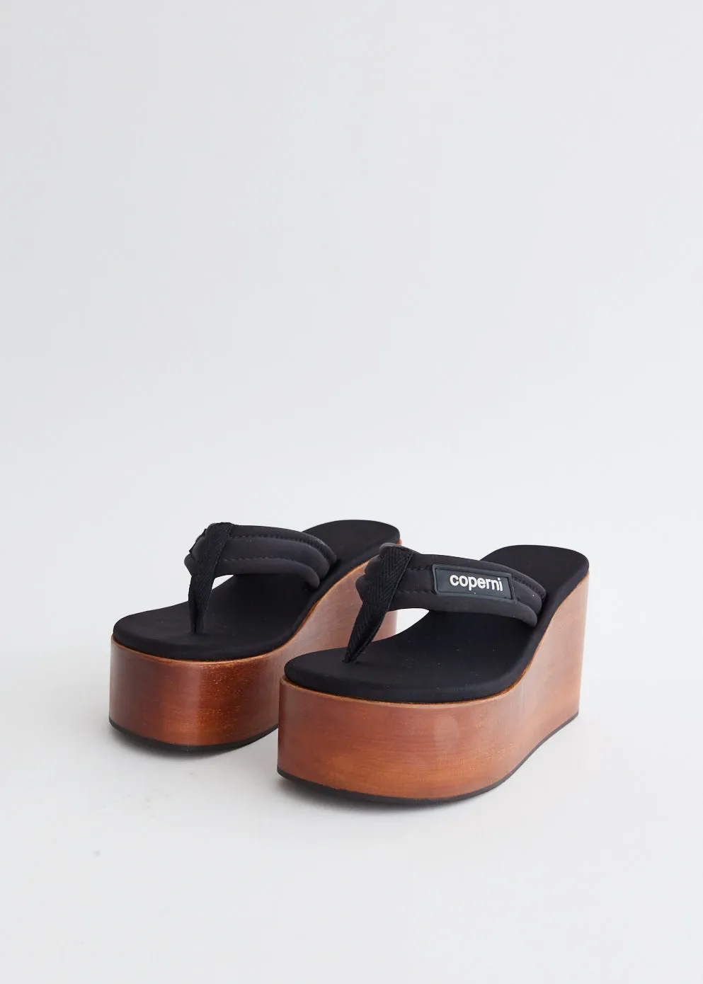 Wooden Branded Wedge Sandals