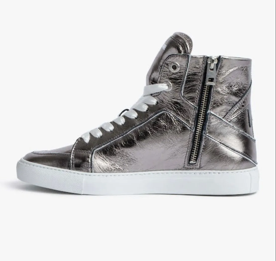 Zadig & Voltaire ZV1747 High Flash Vintage High Tops- Gunmetal